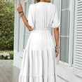 thumbnail image 5 of Womens V-Neck Short Sleeve Maxi Dress, Tie Waist Side Split Button Dress for Women-L, 5 of 5