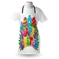 thumbnail image 3 of Easter Apron Cartoon Style Ornamental Eggs with Polka Dots Flowers and Stripes Happy Easter Quote, Unisex Kitchen Bib Apron with Adjustable Neck for Cooking Baking Gardening, Multicolor, by Ambesonne, 3 of 3