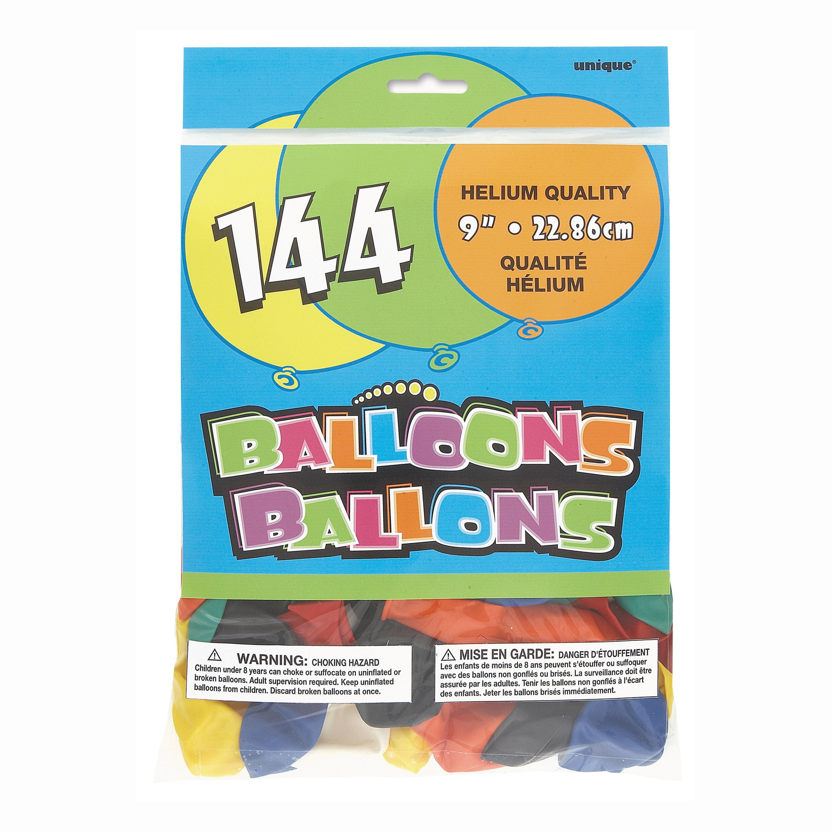 Unique Industries Latex 12.5" Multi-color Solid Print Birthday Balloons, 144 Count