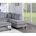 thumbnail image 4 of Fog Corduroy Upholstered 3pc Sectional Sofa Living Room Set Modern LAF Sofa RAF Chaise Ottoman Plush Couch w Pillows, 4 of 10