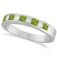 thumbnail image 2 of Princess-Cut Channel-Set Diamond Peridot Ring Band 925 Sterling Silver Gemstone Jewelry For Women Gift By KIRAN FINE JEWELS, 2 of 5