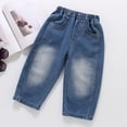 thumbnail image 4 of UJNDER Boys Striped Denim Pants Casual Vintage Style Loose Fit Jeans for Autumn Kids Boys Pants,Dark Blue,2-3 Years, 4 of 8