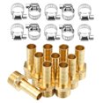 thumbnail image 1 of Unique Bargains 10 Set 8mm 1/4' BSP Male Thread Adapter Brass Hose Socket Compression Fittings with Clamps, 1 of 8
