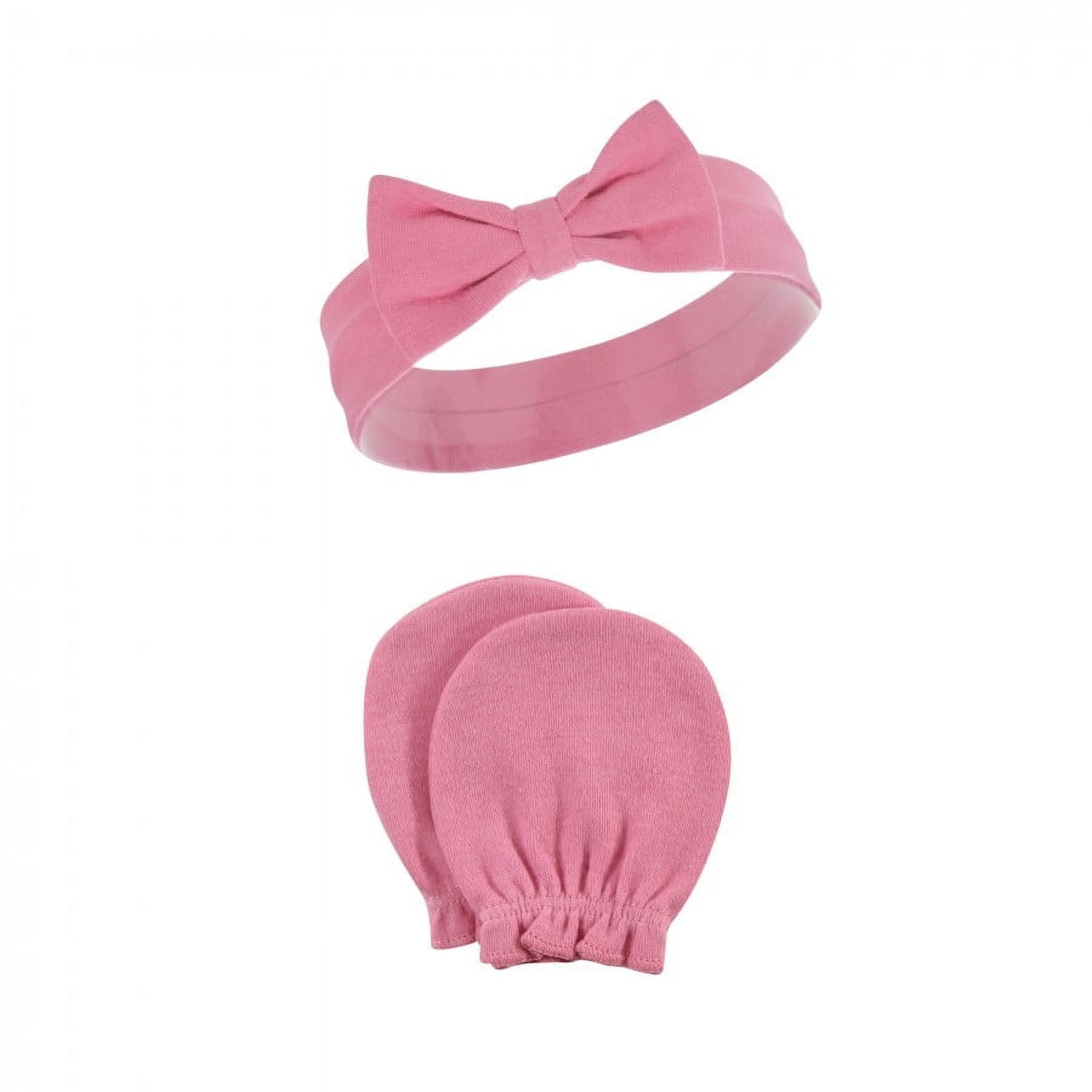Hudson Baby Infant Girl Cotton Headband and Scratch Mitten