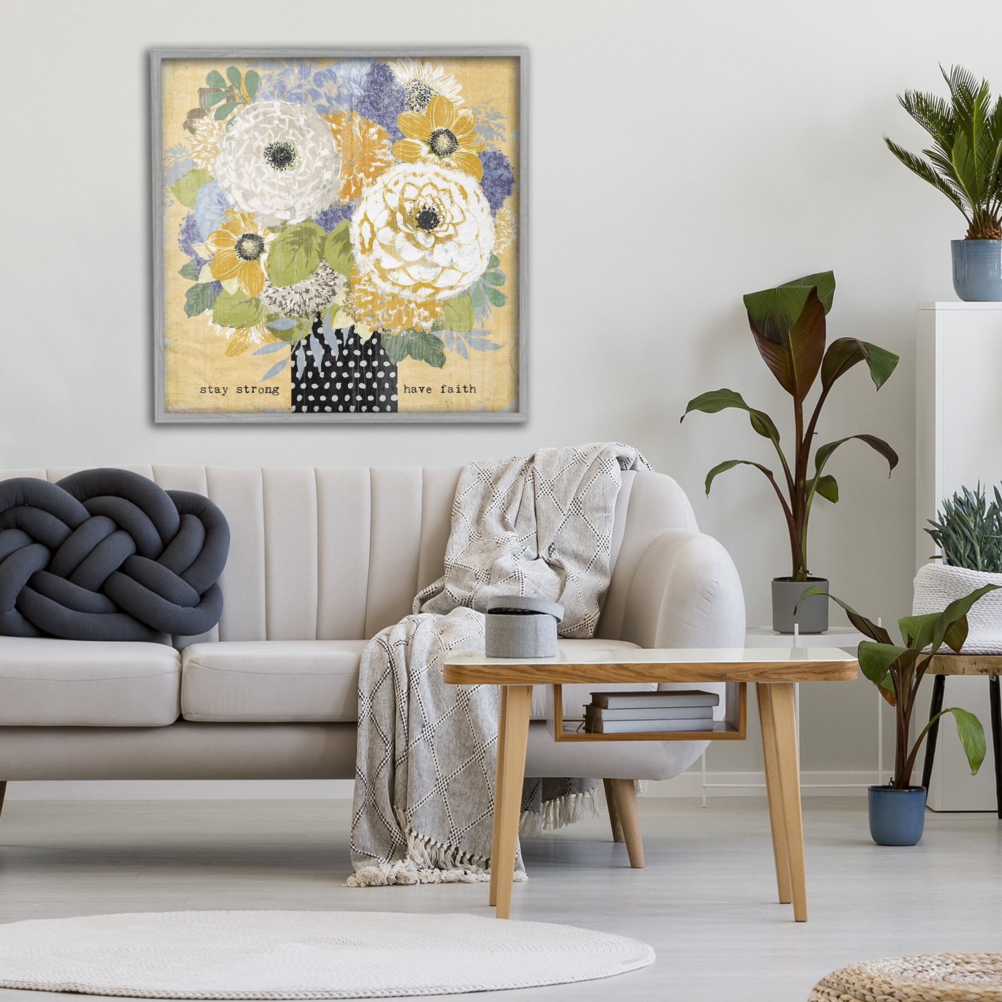 Stupell Industries Stay Strong Have Faith Gray Framed Giclee Art, design by Suzanne Nicoll