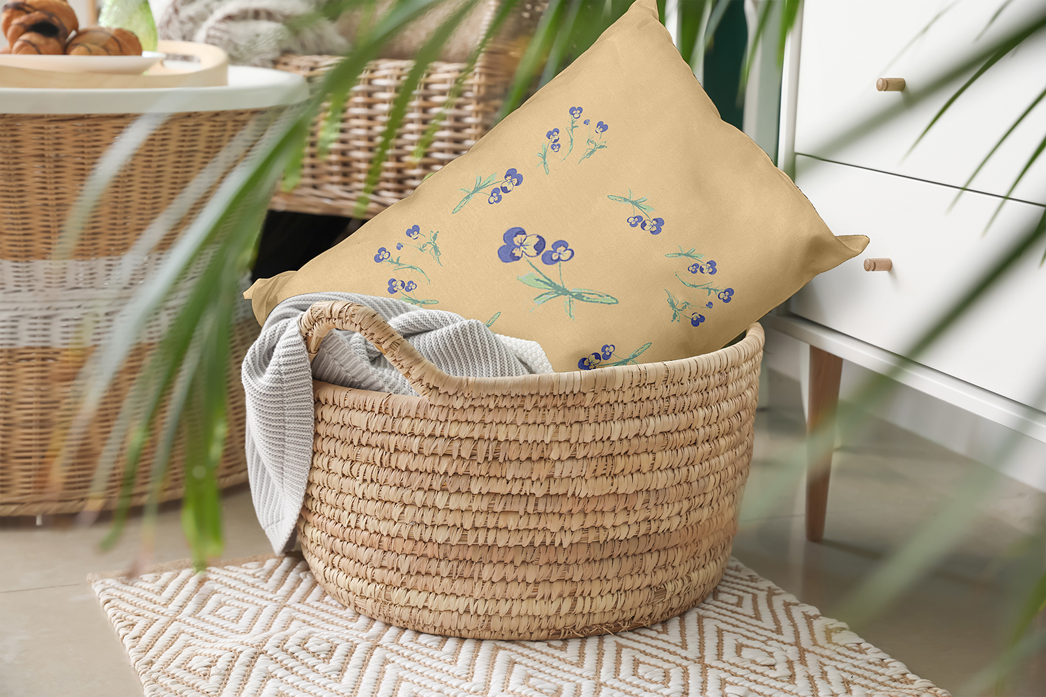 20" x 14" Simply Daisy Violets Scattered Polyester Indoor/Outdoor Pillow, Corn Stalk Qty 1