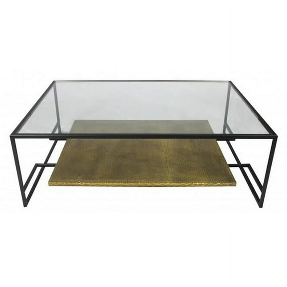 HomeRoots 400867 Modern Glass Coffee Table, Bronze, Black & Gold