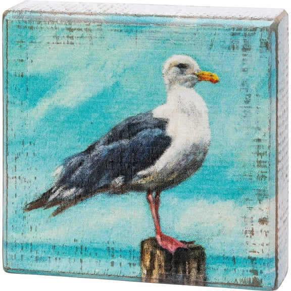 Primitives By Kathy 113960 Seagull Block Sign, 4-inch Square