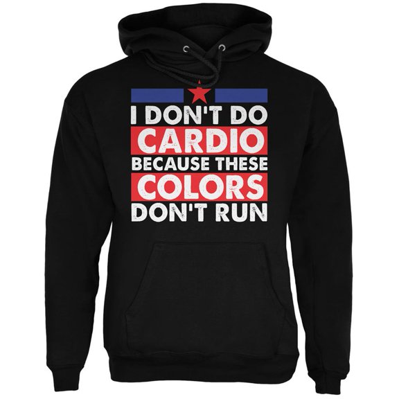 4th of July I Don't Do Cardio Black Adult Hoodie - 2X-Large
