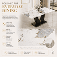thumbnail image 6 of JUFU Dining Table Set for 6, 71'' White Marble Dining Table and Chairs, Modern Kitchen Table Set for 6,with 6 White PU Leather Upholstered Dining Chairs, Dinner Table Set for Dining Room, 6 of 10