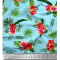 thumbnail image 1 of Soimoi Cotton Duck Fabric Floral & Leaves Tropical Printed Fabric 1 Yard 56 Inch Wide, 1 of 1