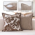 thumbnail image 2 of Pentantan Decorative Throw Pillow, 18"x18" Soft Couch Pillows with 2-Pack Inserts, Boho Floral Cushion for Sofa Living Room Bedroom, Brown, 2 of 7