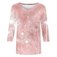 thumbnail image 4 of Pompotops T-shirt Imprimé pour Femmes, Manches 3/4 Mi-Longues, Col Rond, Décontracté, Liquidation, 4 of 4