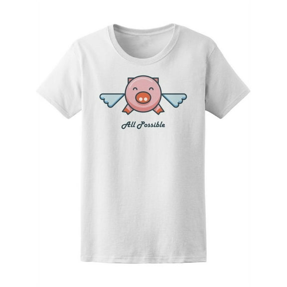 Line Art Flying Pig All Possible T-Shirt Women -Image by Shutterstock, Female Small