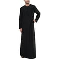 thumbnail image 5 of Caftans for Men Muslim Robe Set Arab Middle Robe Long Sleeve Standing Neck Zipper Casual Robe Linen Kaftan, 5 of 7