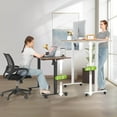 thumbnail image 3 of farexon Electric Standing Desk Adjustable Height,63x24 Inches Stand Up Desk, Ergonomically Curved Desktop with Outlet, Lockable Casters,27.''-46'' Lifting Range Home Office Computer Desk（Black, 3 of 10