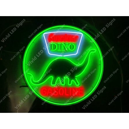 Queen Sense 24"x24" Sinclair Dino Gasoline LED Sign Light Neon Signs With Dimmer Party Home Wall Decor Lights W124SDGLVVD-XLED