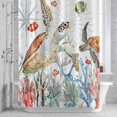 thumbnail image 2 of Sea Turtle Summer Marine Life Bathroom Shower Curtain, Fish Coral Starfish Waterproof Washable Soft Bath Curtain for Bathtub Decor with 12 Hooks&Grommet, 54x78 Inch, 2 of 9