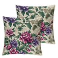 thumbnail image 2 of AWERP Purple Flowers Beautiful Floral Rose Leaves Pastel Color 2-Piece Plush Pillow Covers Set White, 2 of 6