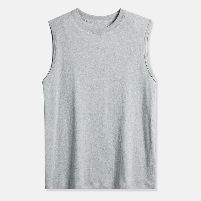 LOVZFMLL Tank Tops for Men's Fashion Comfy Solid Short Sleeve Round-Neck Regular Pullover Tank