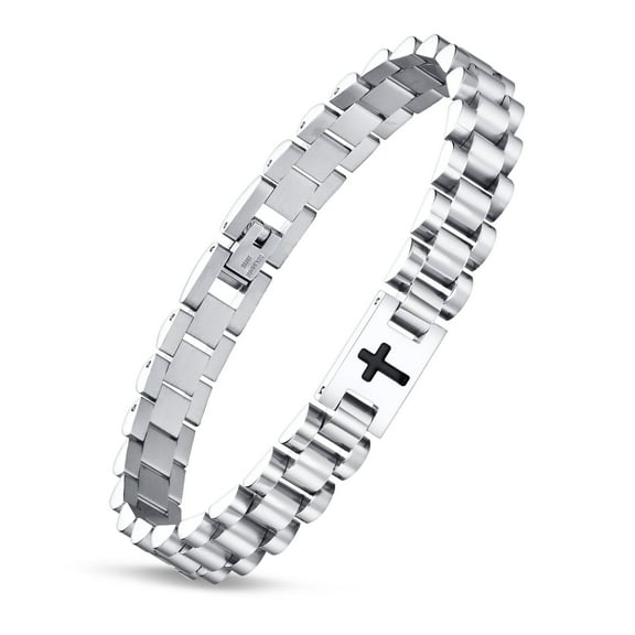 Men's Bracelet Stainless Steel Cross Men's Bracelet - Jesus Christ Cross Men's Bracelet with Adjustable Buckle Suitable for Sons, Dads, Husbands, Brothers Gift Belief Gift Christmas