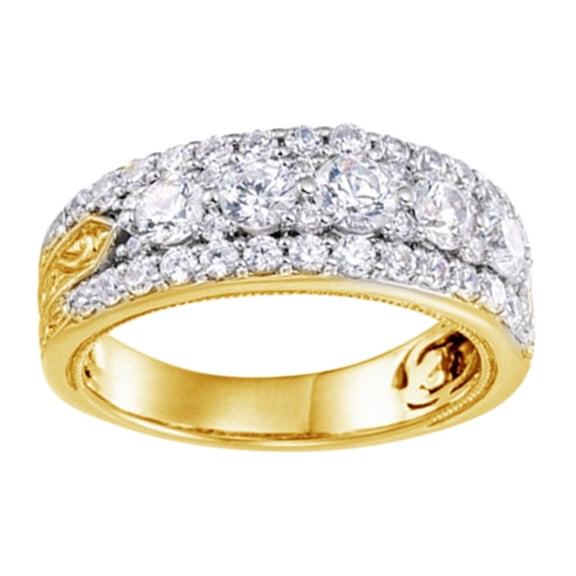 AFFY Round Cut White Natural Diamond Men's Band Ring In 14K Solid Gold (1.5 Ct), Size-4