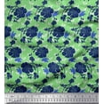 thumbnail image 1 of Soimoi Tissu en Rayonne Vert Feuilles, Insectes & Floral Imprimé Artistique 1 Yard 56 Pouces de Large, 1 of 3