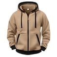 thumbnail image 4 of hoksml Men's Full Zip Hooded Sweatshirt, Contrast Trim Drawstring Hoodie Jacket with Kangaroo Pocket and Ribbed Cuffs, Casual Long Sleeve Outerwear, 4 of 8