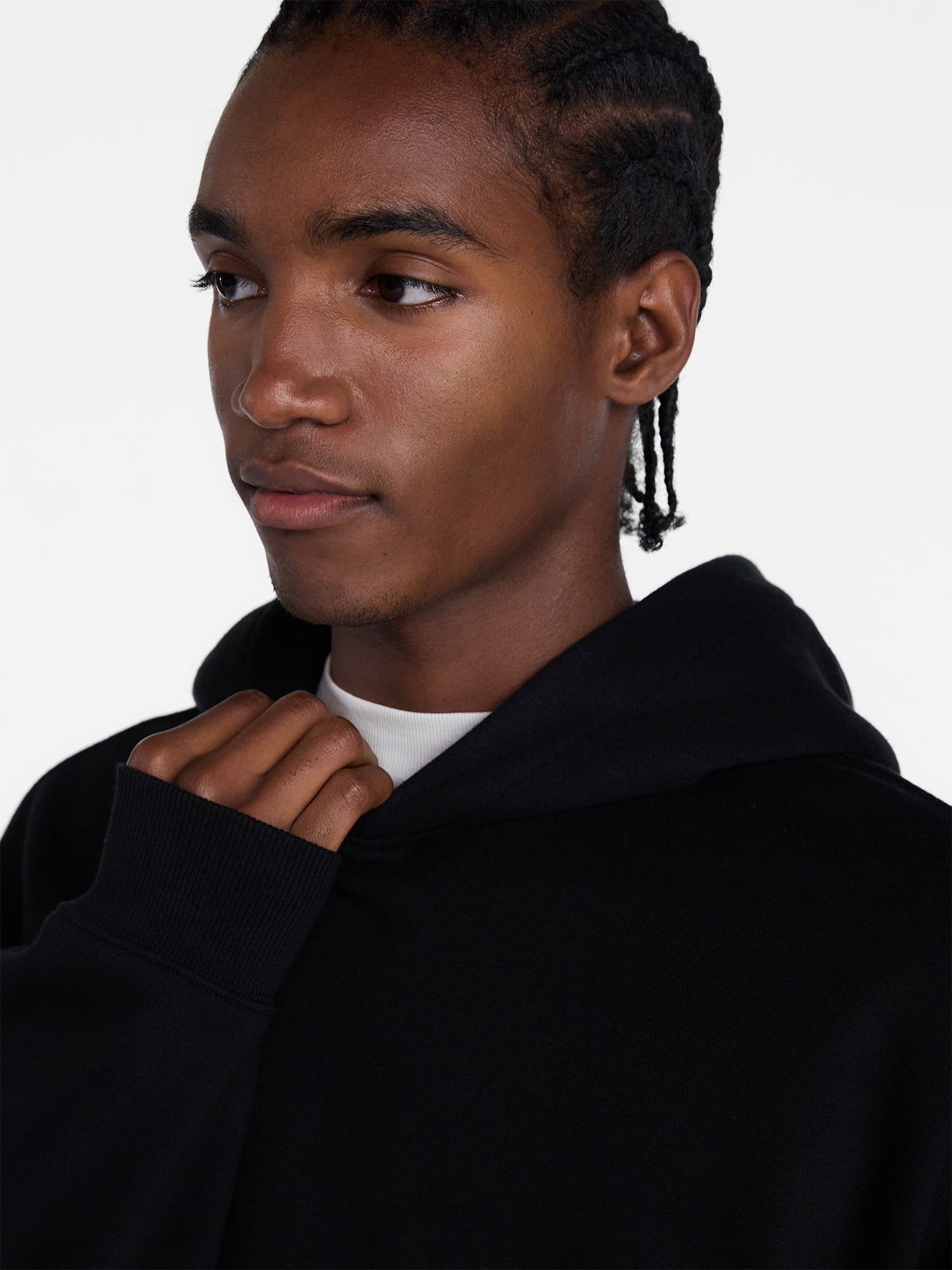 No Boundaries Boxy Fit Oversized Fleece Hoodie with Long Sleeves, Men's XS-4XLT