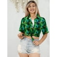 thumbnail image 2 of LA LEELA Women's Dressy Summer Holidays Beach Tops Short-Sleeve Button Down Hawaiian Shirt Vacation Bohemian Shirts For Women S Tropical, Green, 2 of 4