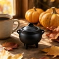 thumbnail image 2 of Clearance! Halloween Decorations Indoor - Iron Witch Cauldron With Lid Side Handles 3 Legs Black Mini Cauldron Pot - Hocus Pocus Party Decor for Home Table Mantel Kitchen Room, 2 of 6