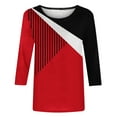 thumbnail image 5 of Pompotops Mode Femmes Manches Courtes Rétro Col Rond Imprimé Tops en Vrac Blouse Manches Trois Quarts, 5 of 5