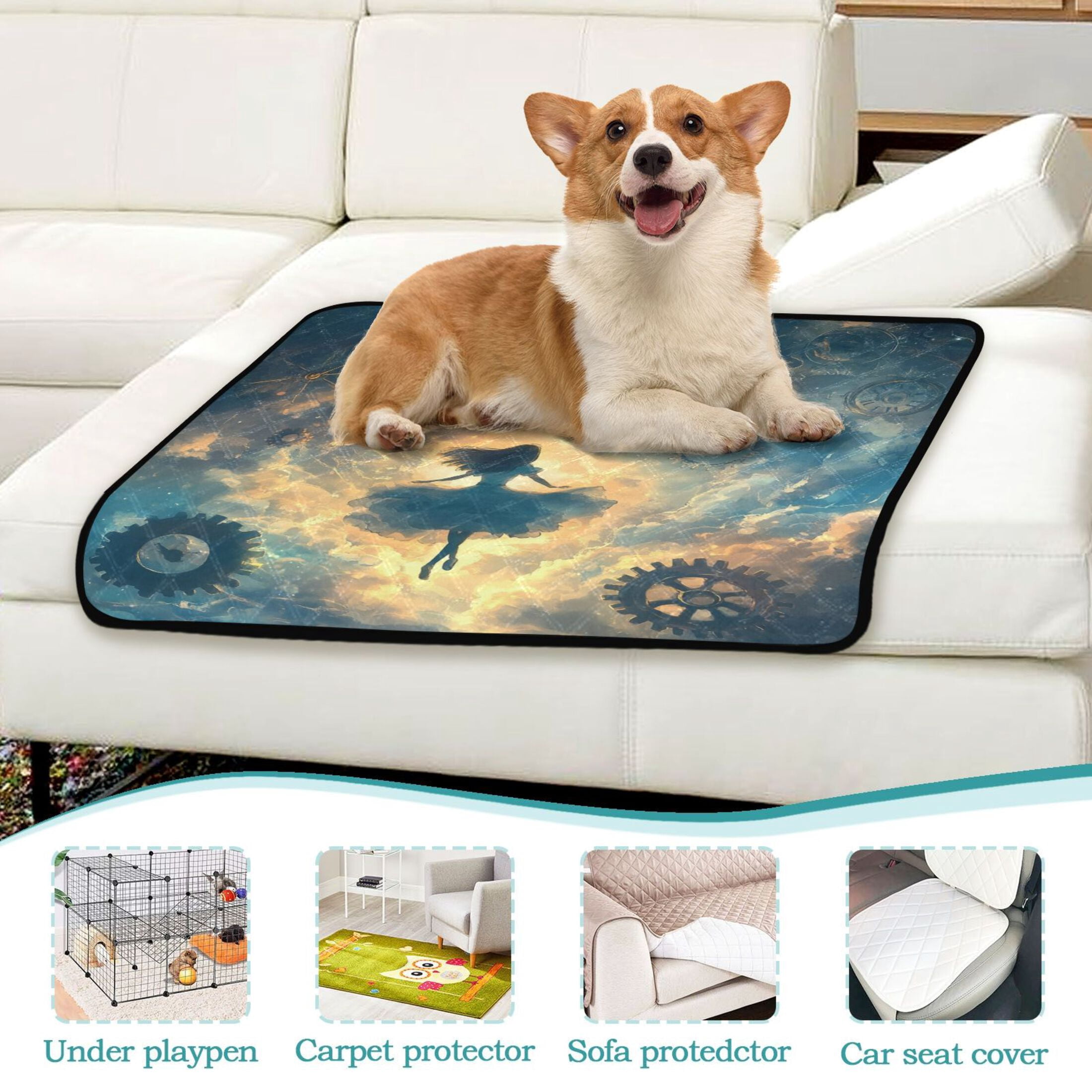 Qxltty World Of Clocks Cat litter Pads Pet Set of 3 Diaper Mats Center Anti-leakage Layer Absorbent Soft and Comfortable