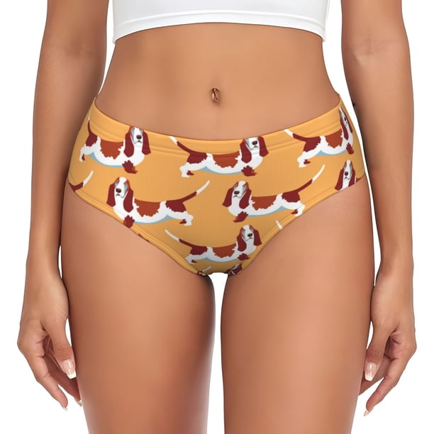 Balery Dachshund Dog Puppy Ropa Interior de Algodón para Mujer con Dibujo – Braguitas Cómodas y Elásticas, Estilo Clásico-Small