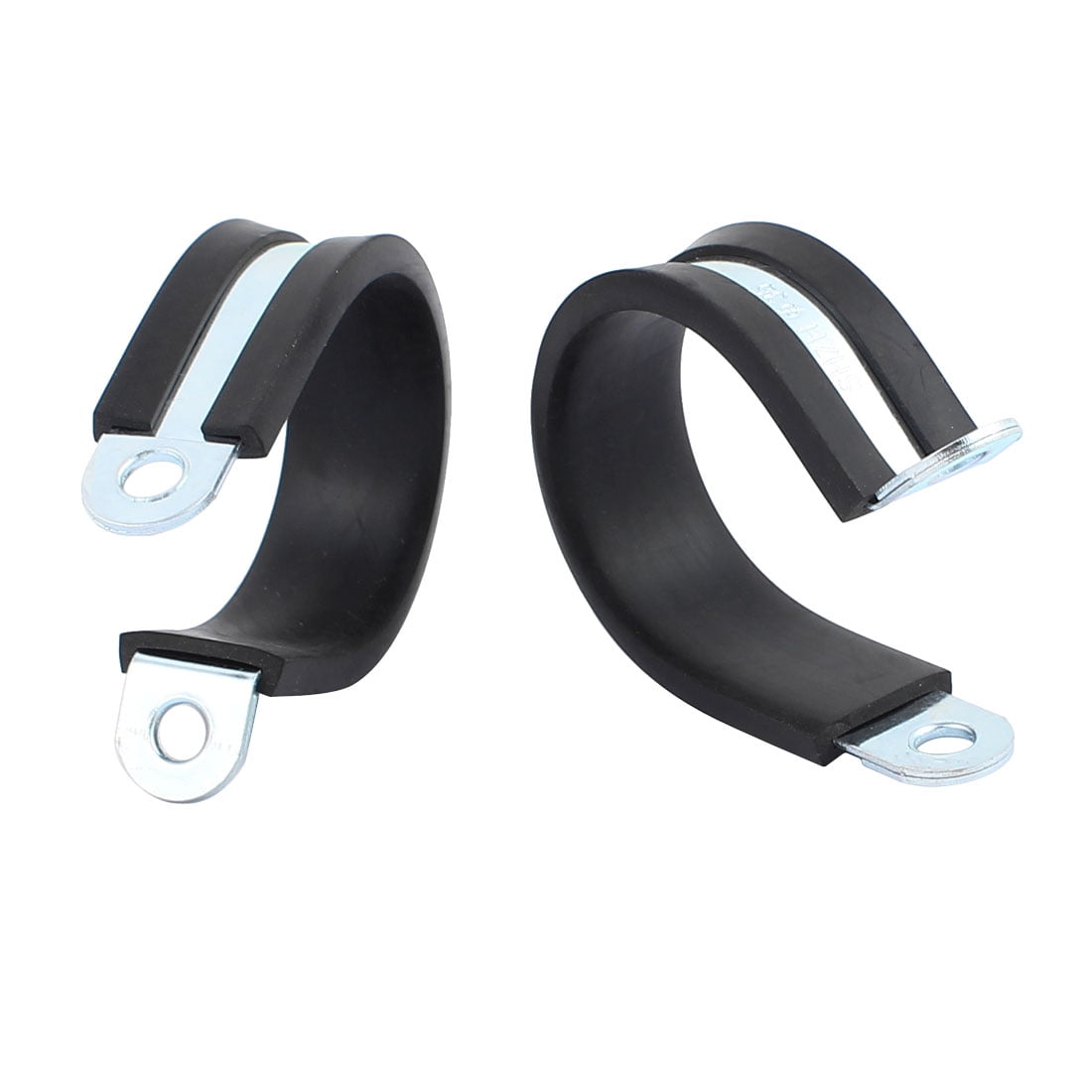 2Pcs 35mm Dia EPDM Rubber Lined R Shaped Zinc Plated Pipe Clips Hose
