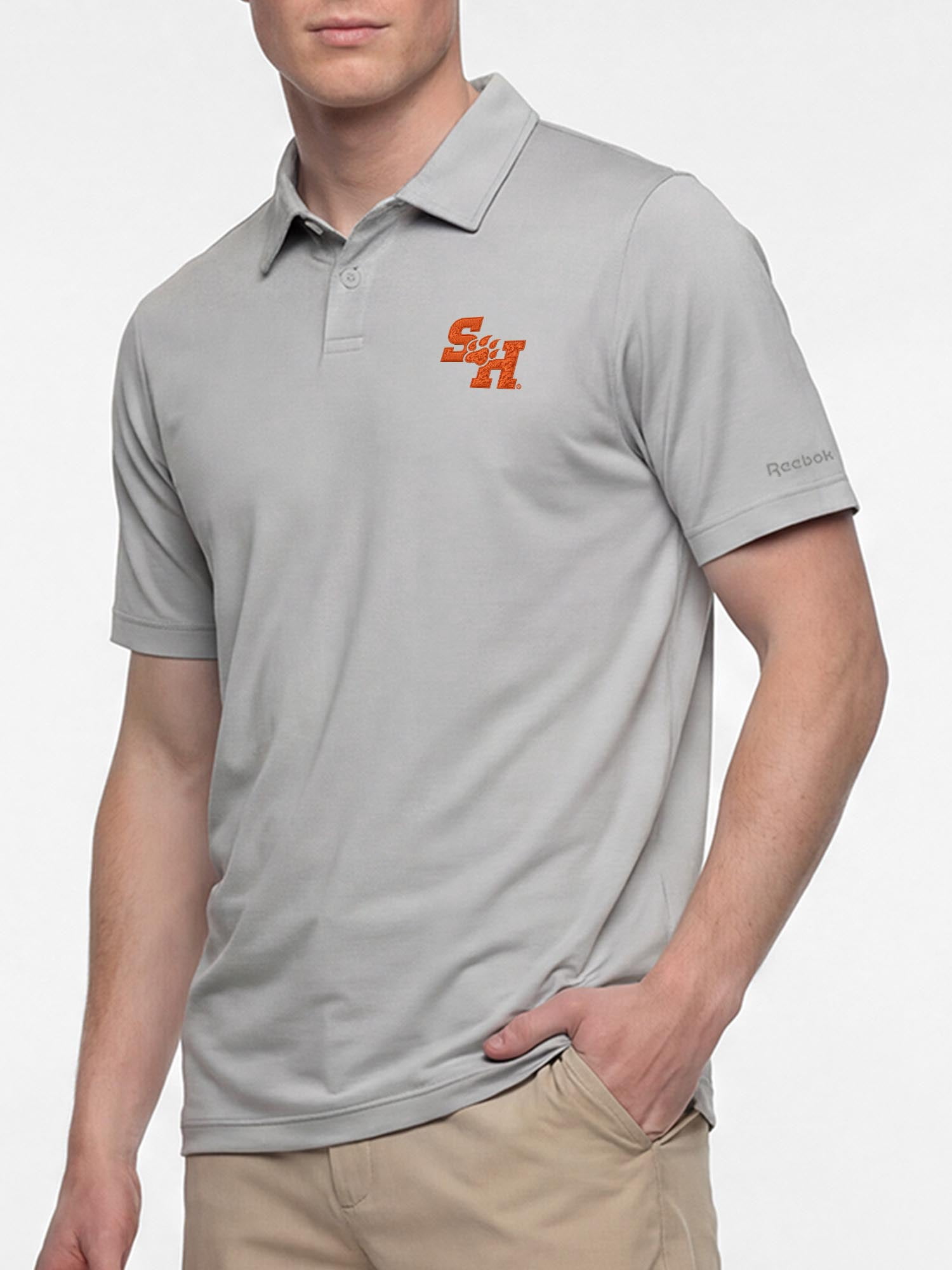 Sam Houston State Bearkats Reebok Mens Gray Short Sleeve Polo Shirt