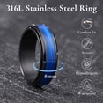 thumbnail image 2 of King Will Mens Stainless Steel Fidget Ring Anxiety Spinner Gear Ring Black Plated Blue Galaxy Sand Inlay Polished Beveled Edge Wedding Bands Comfort Fit, Size 7, 2 of 7