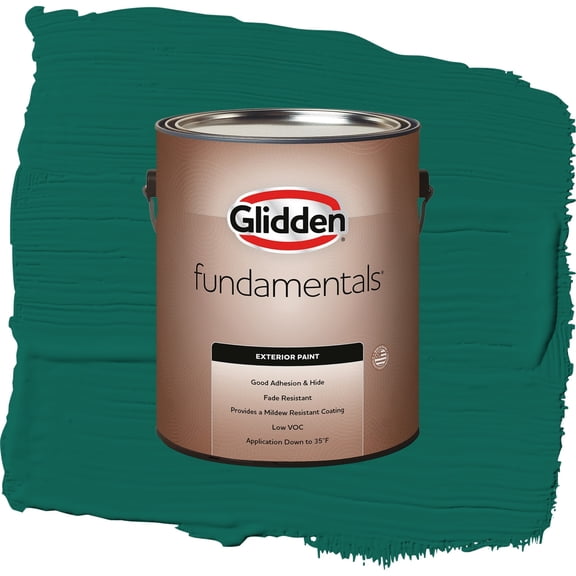 Glidden Fundamentals Deep Veridian / Green, Flat Exterior Paint, 1 Gallon