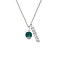 thumbnail image 2 of Delight Jewelry 12mm Teal Roller Spinner with Silvertone Lining Glass Spinner Silvertone Forever Bar Charm Necklace, 23", 2 of 4