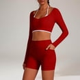 thumbnail image 6 of Workout Sets for Women Long Sleeve Backless Wrap Crop Tops and High Waisted Biker Shorts Summer 2 Piece Pilates Gym Yoga Sets, 6 of 8
