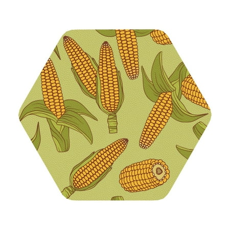 

Matuu Corn for Cup Coasters Set of 6 Leather Coasters Desk Coasters for Office Measures 4” x 4” Hexagon