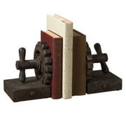 9" Contemporary Industrial Style Rusted Gear Bookend Pair