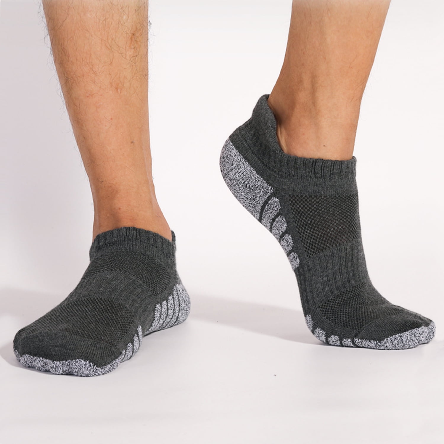 Casual Ankle Socks Low Cut Athletic Socks , Size 7.5-10 Hiking and Sports , 6 Pairs Multi-Size Options for Running, Hiking and Sports , Short socks Thick Cushion White-3 A-Gray-3