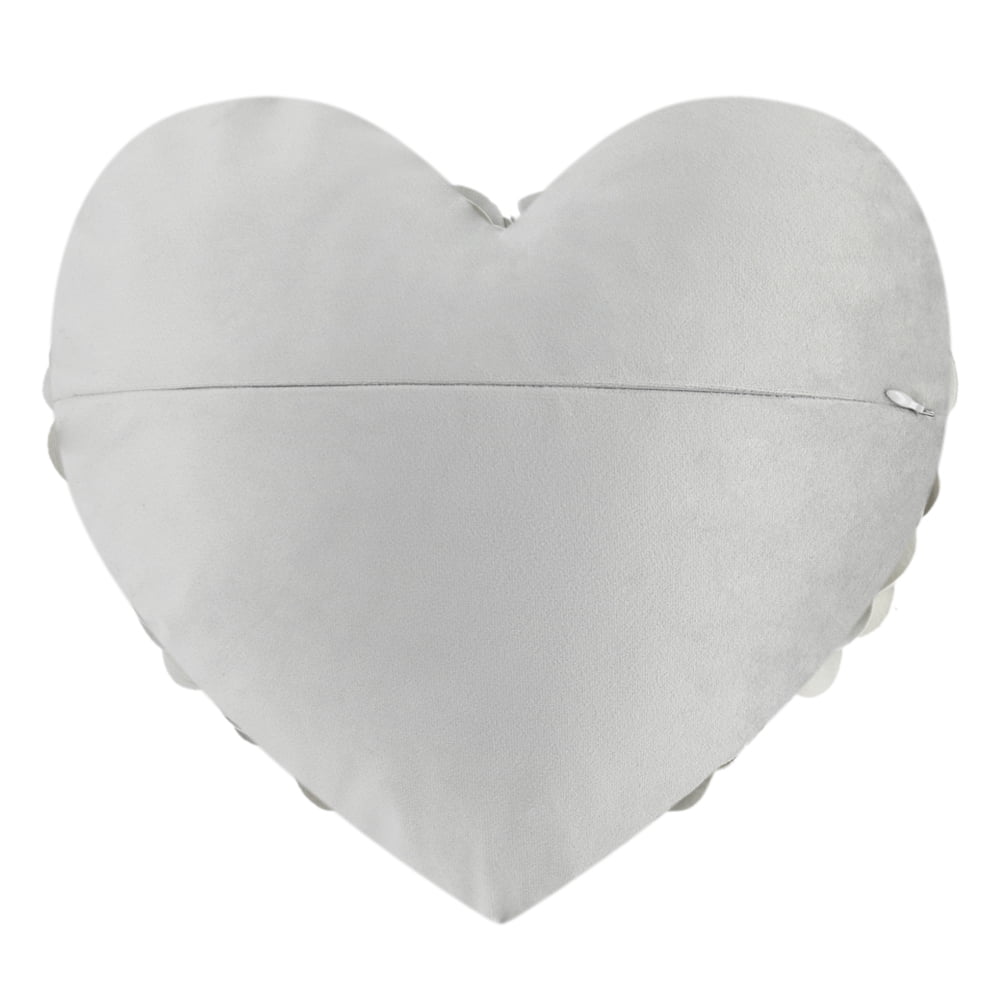 JWH 3D Flower Heart Shape Velvet Throw Pillows for Valentine Elegant Decor and Gift 13x16 inch Light Grey
