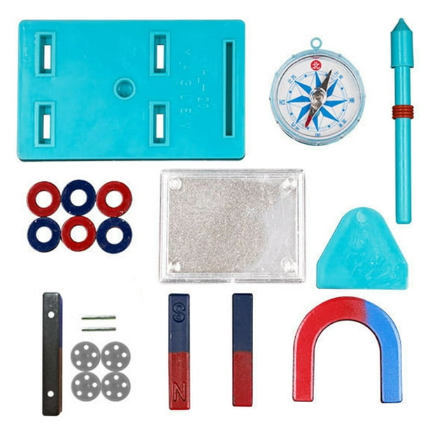 Juego de imanes científicos para niños, barra, anillo, herradura, brújula, kit para coche, herramientas de experimentos educativos para niños