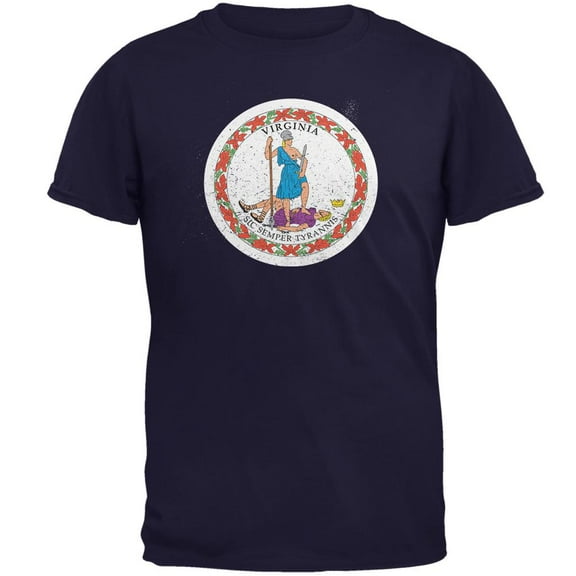 Born and Raised Virginia State Flag Mens T Shirt Navy X-LG