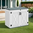 thumbnail image 2 of Craftian Outdoor Horizontal Storage Shed with X-Shaped Lockable Door, 35 Cu Ft Weather Resistant Resin Tool Shed, Light Gray, 2 of 8