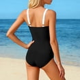 thumbnail image 4 of Xijirk Girls One Piece Swimsuit Color Block Ruched Bathing Suit for Beach Pool Party Sun Swimwear,Black,15-16 Years, 4 of 6