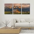 thumbnail image 3 of Country Paintings for Wall Grand Canyon Picture Art Nature Landscape Artwork 3 Pieces Log Cabin Modern Wall Art Giclee Home Decorations for Living Room Framed Ready to Hang - 12" x 16" x 3, 3 of 6