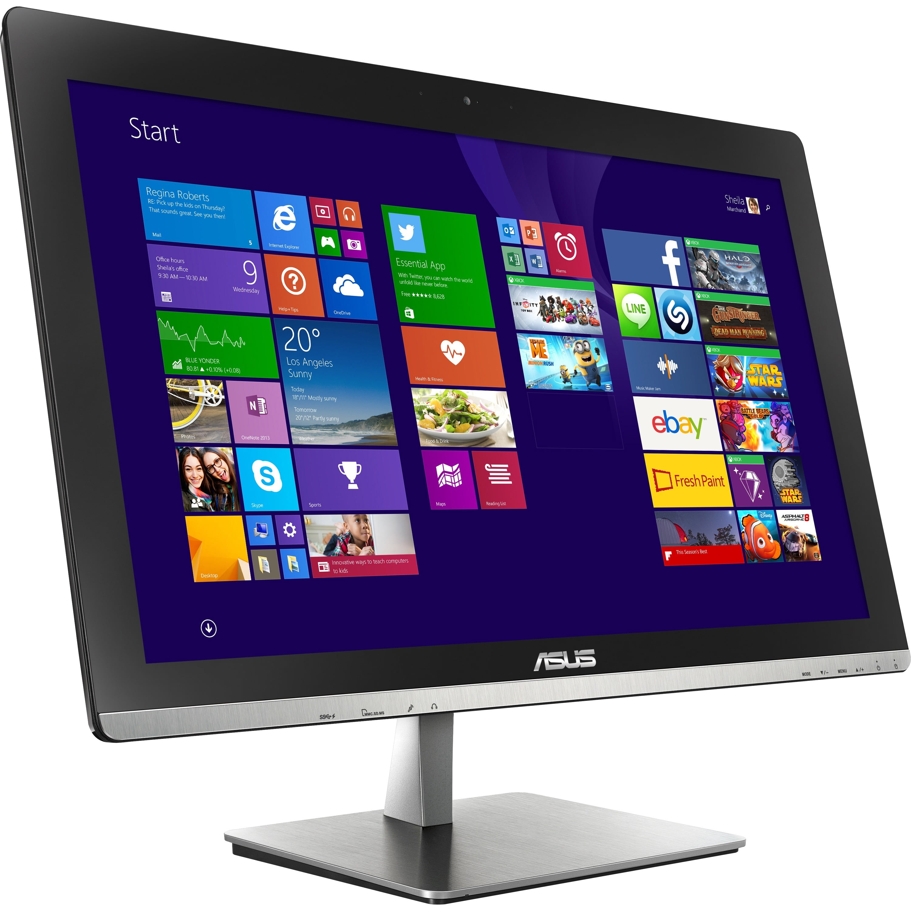 Asus 23 Full Hd All In One Computer Intel Pentium J2900 4gb Ram 1tb Hd Dvd Writer Windows 8 1 Black Et2325iuk C2 Walmart Com Walmart Com
